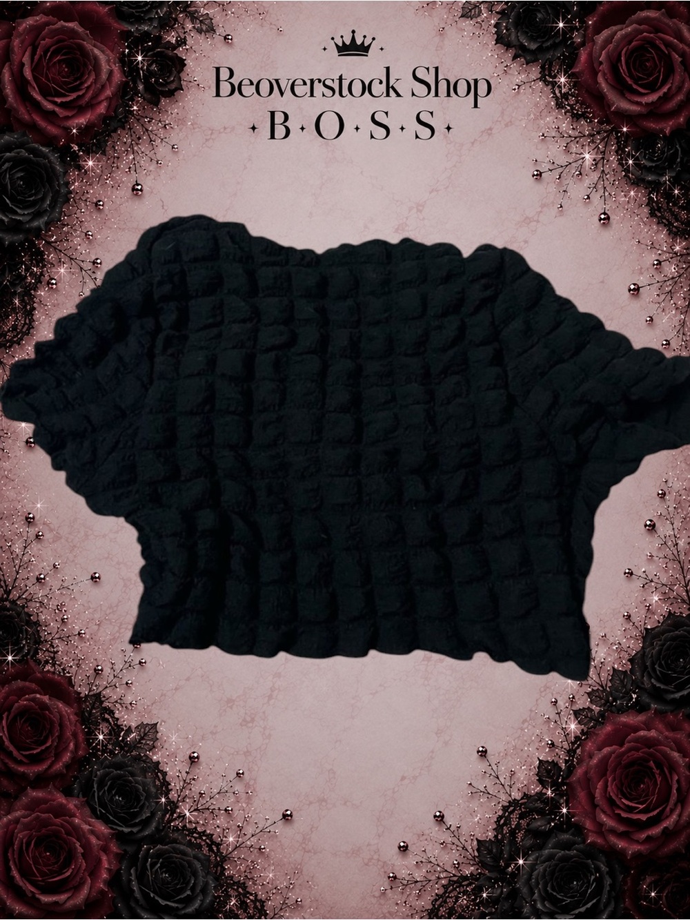 NWOT Julia By Love J black Waffle Ruffle Twist Crop Top - medium - Picture 5 of 5